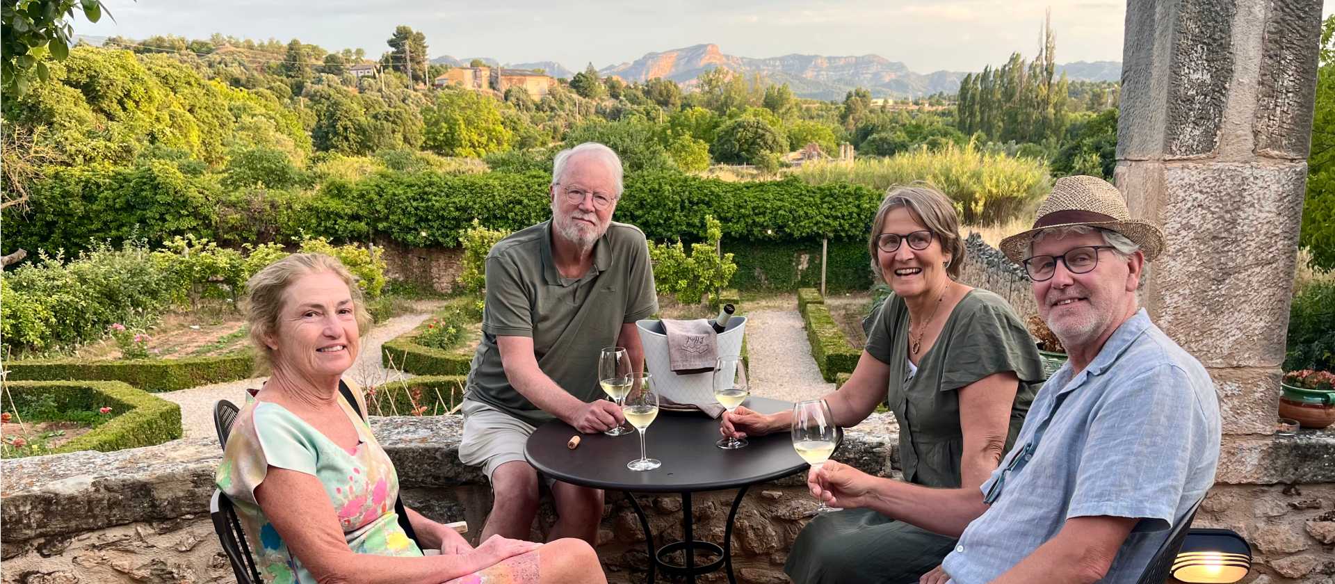 Celebrating the end of the walk at Hort de Fortunya