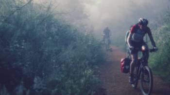 Cycling through the morning mist along the Camino
