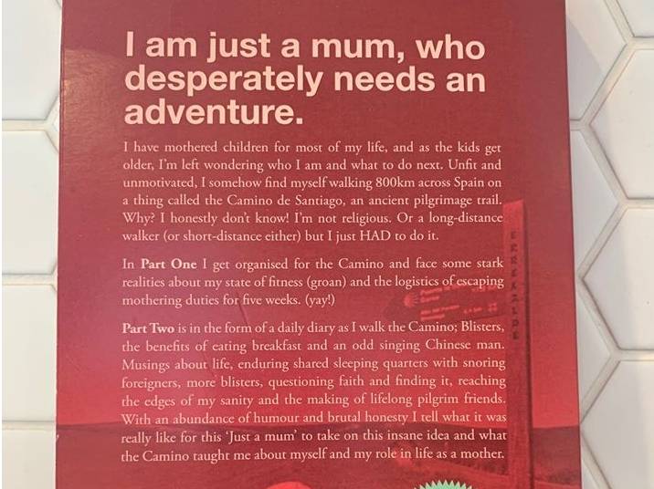 Just a Mum on the Camino back cover |  <i>Rachel Goodman</i>