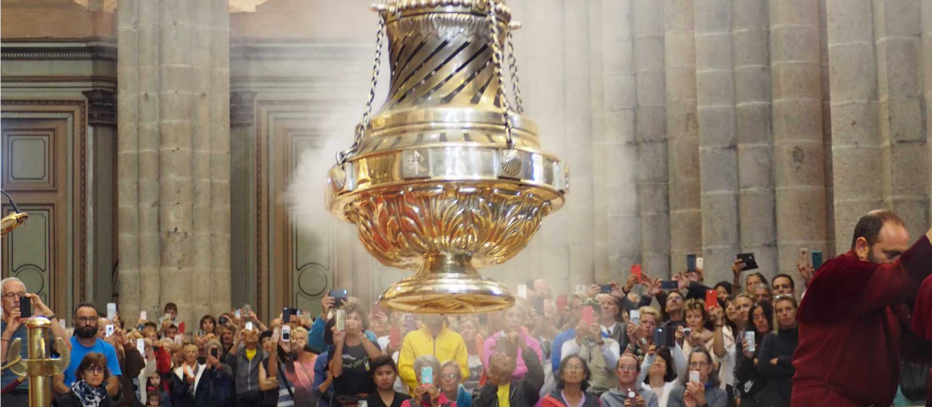 The Botafumeiro has been used since the middle ages to clean the air when the pilgrims arrived from walking the Camino to Santiago de Compostela | Sue Finn