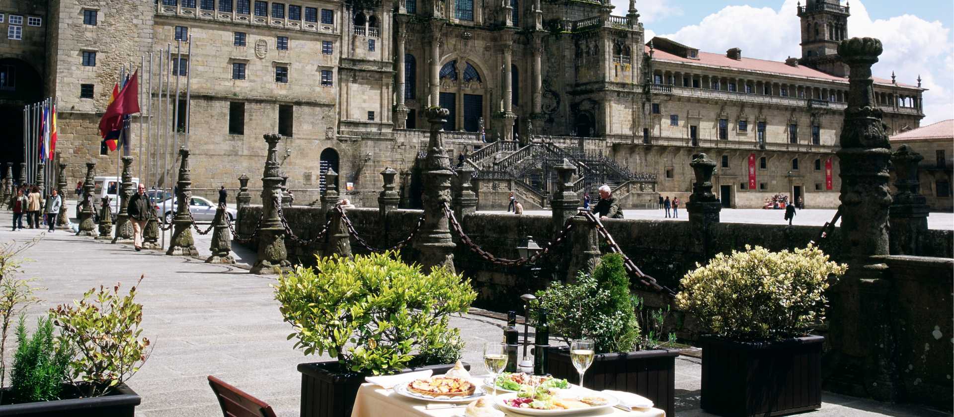 Views of the Cathedral of Santiago de Compostela from our 'parador'