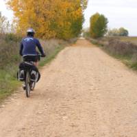 Cycling the clear paths near Leon on the Camino