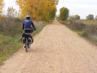 Cycling the clear paths near Leon on the Camino