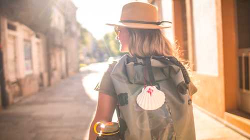 Walking through historic town on the Portugese Camino | Tim Charody