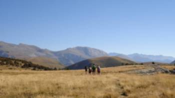 Walking towards Cuello Arenas in the Ordesa and Monte Perdido National Park,S-cape Walking towards Cuello Arenas in the Ordesa and Monte Perdido National Park