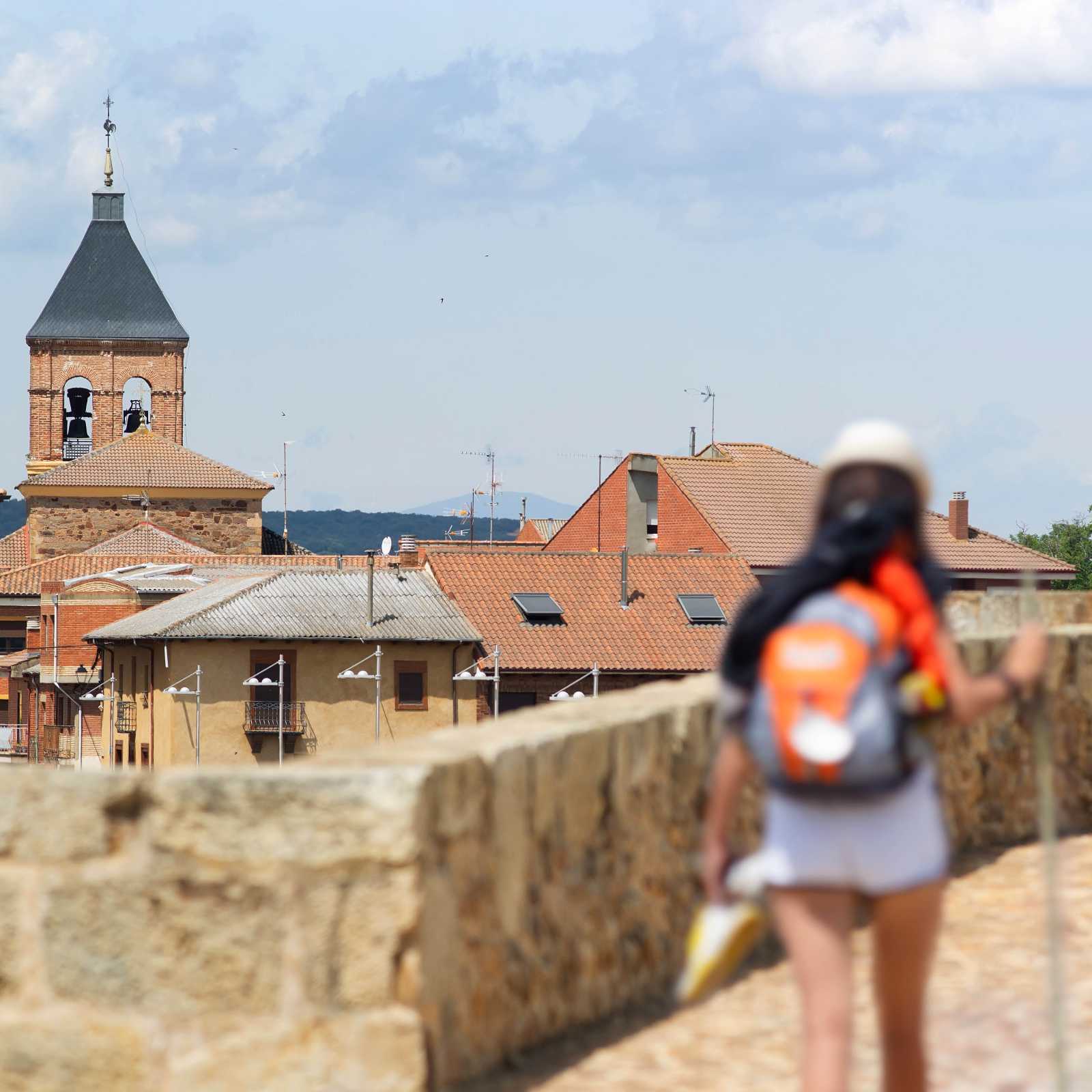 Walking through a Spanish village on the Camino