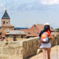 Walking through a Spanish village on the Camino