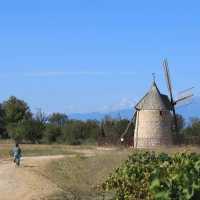 Cycle by windmills in Catalonia