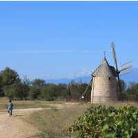 Cycle by windmills in Catalonia