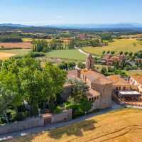 Aerial view of Pubol, a pretty town in Catalonia