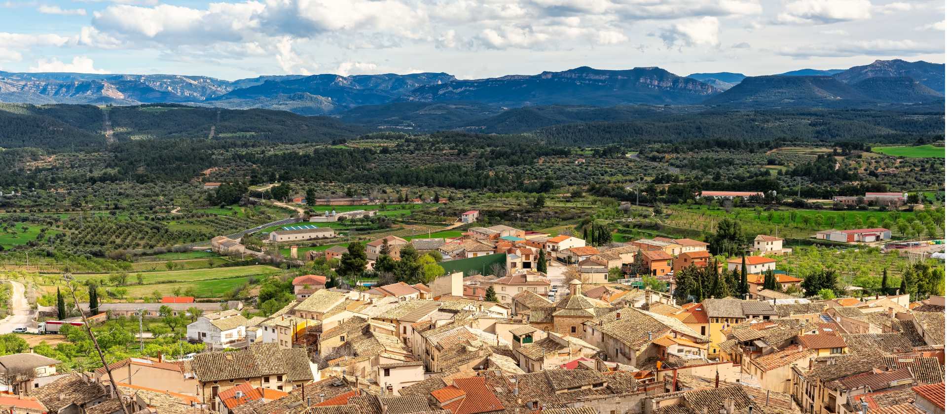 View of the medieval village of La Fresneda in Spain
