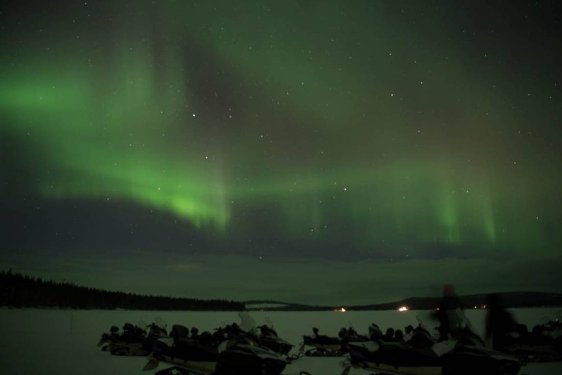 Northern lights with Snowmobiles |  <i>Ross Baker</i>