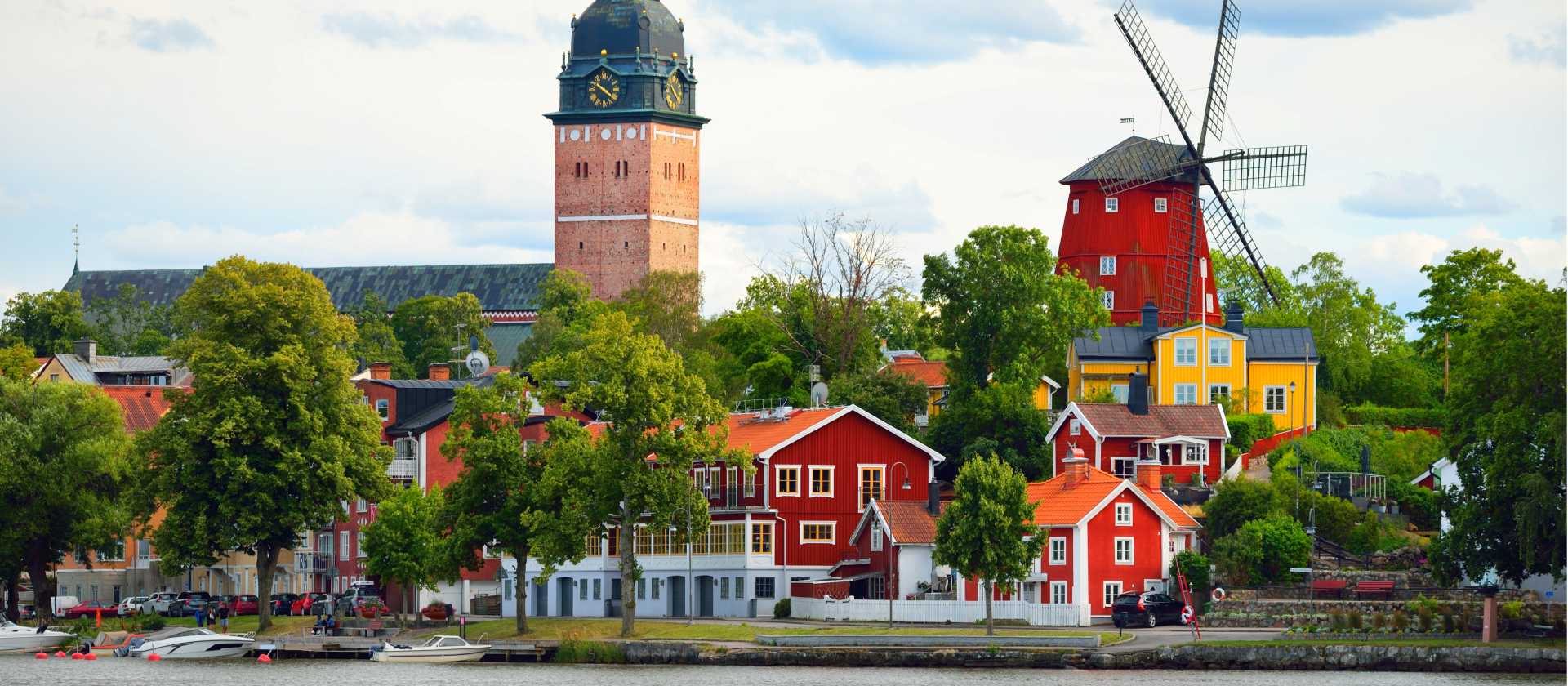 The colourful cityscape from Mälaren lake in Sweden