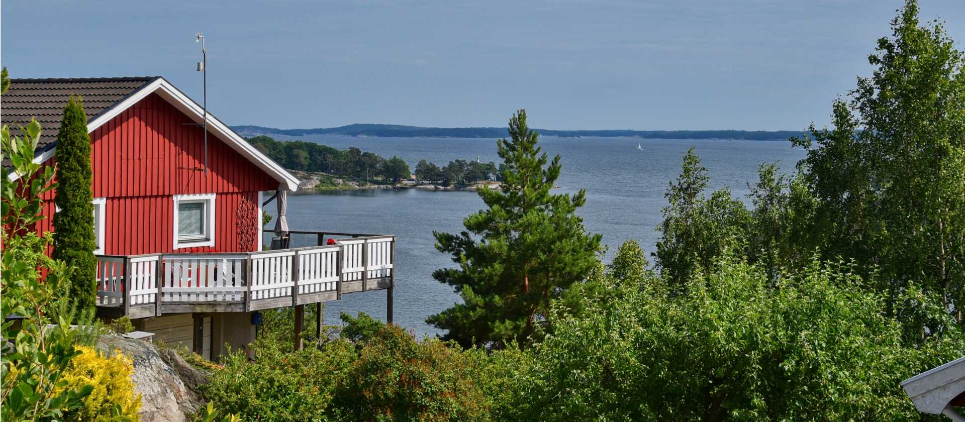 A typical red wooden house in Dalarö, Sweden