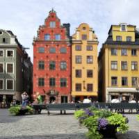 Colourful buildings in the heart of Stockholm