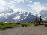 Children in front of the Schreckhorn in the Bernese Oberland |  <i>Ross Baker</i>