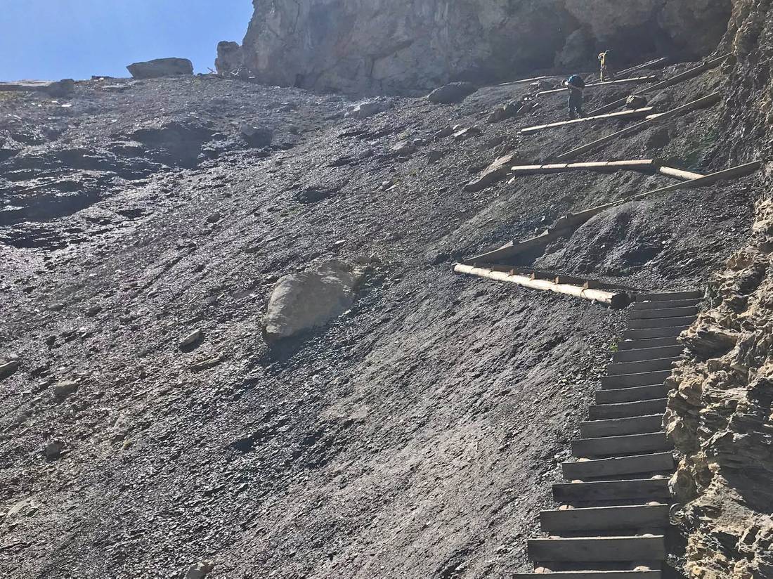Ladders on the way up to the Hohturli Pass (2778m) |  <i>Nicola Croom</i>