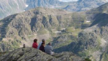 St Bernard Pass,Kate Baker Hikers on the St Bernard pass