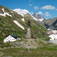 The iconic St Bernard Pass marking the border between Switzerland and Italy | Kate Baker
