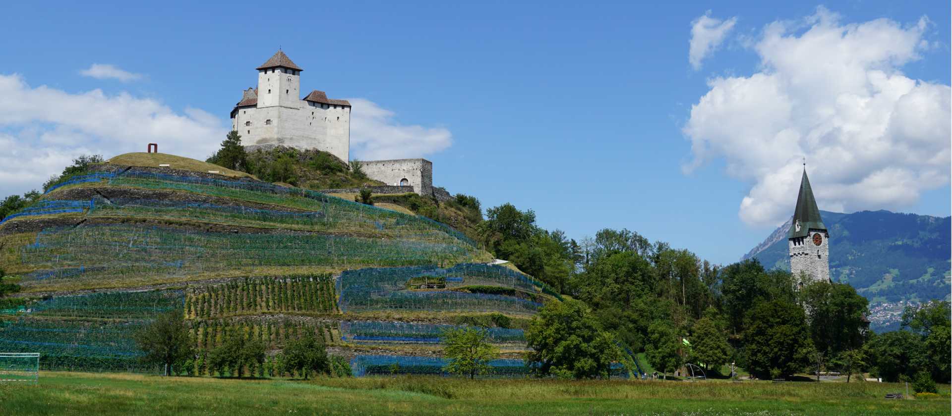 Spot castles along the Via Rhona bike path in Switzerland