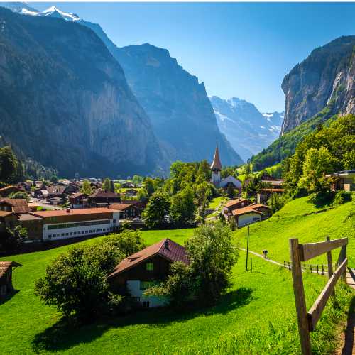 Hiking into Lauterbrunnen village, Switzerland