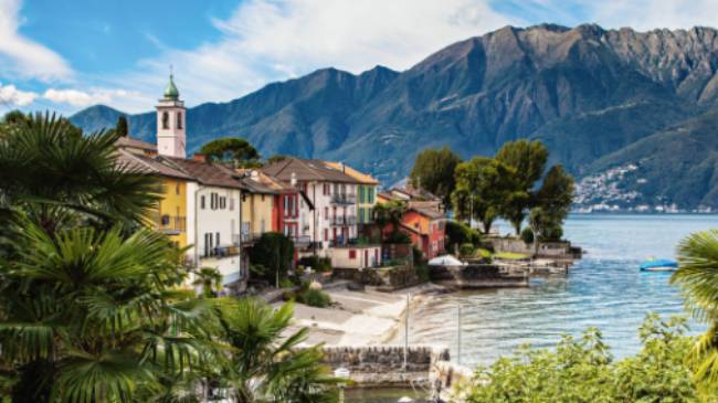 Colourful houses line Lake Maggiore in the Ticino Canton of Switzerland | Jan Geerk