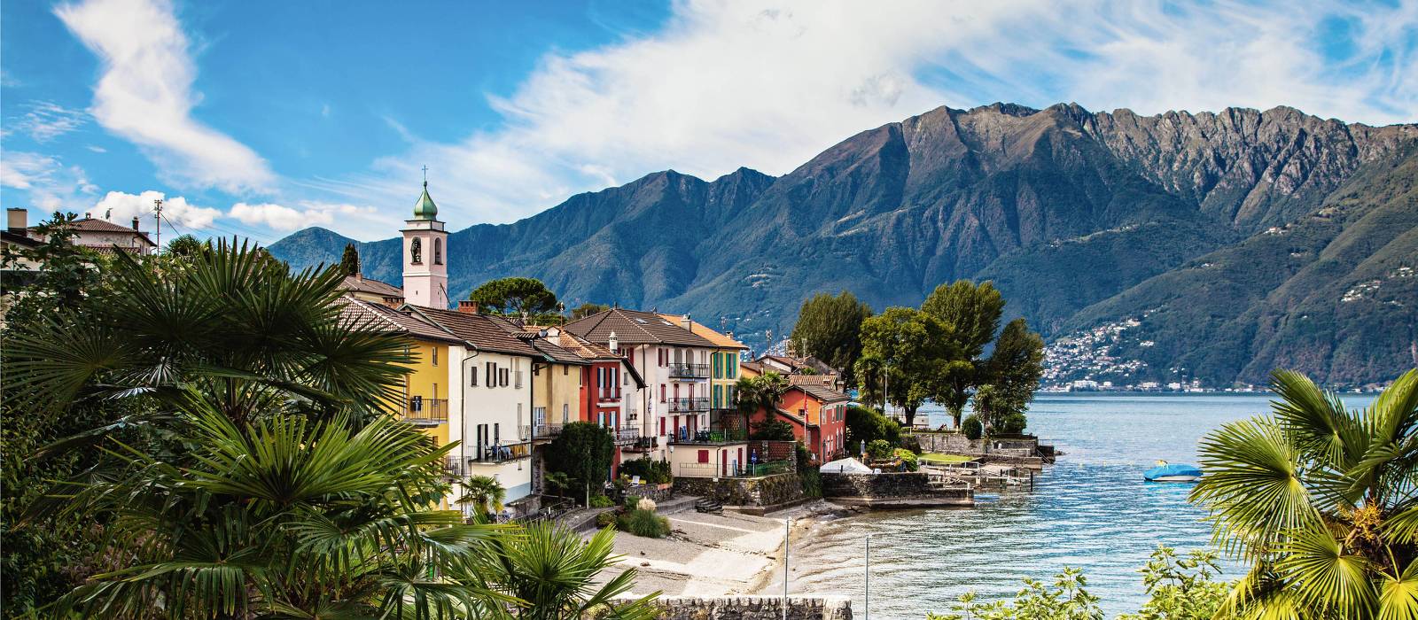 Colourful houses line Lake Maggiore in the Ticino Canton of Switzerland | Jan Geerk
