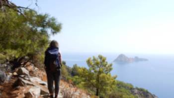 Taking in the view from Cape Gelidonia on the Lycian Way in Turkey