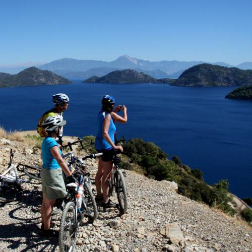 Cyclists take in the impressive scenes along the Lycian Coast