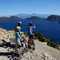 Cyclists take in the impressive scenes along the Lycian Coast