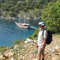 Hiker taking in the view of the Lycian Coast | Kate Baker
