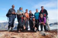 A small group hiking in Iceland