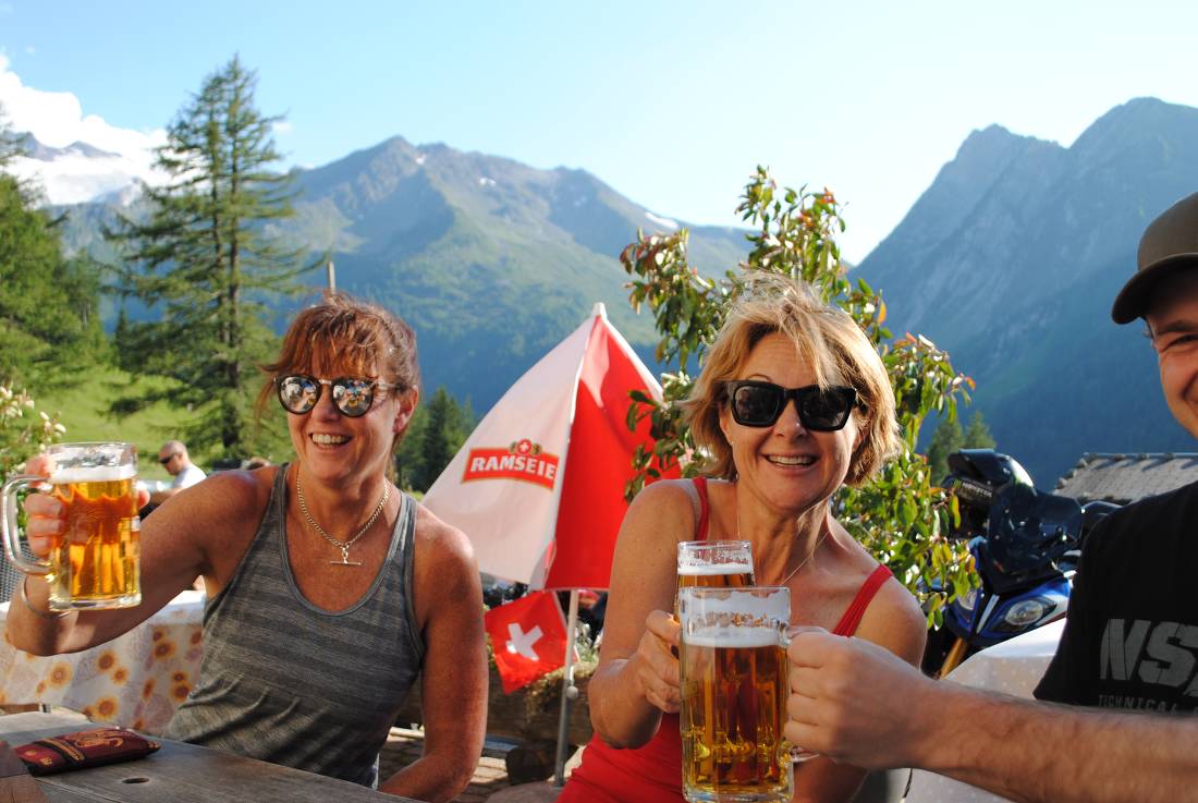 Enjoying a post trekking beverage in Trient | <i>Ryan Graham</i>