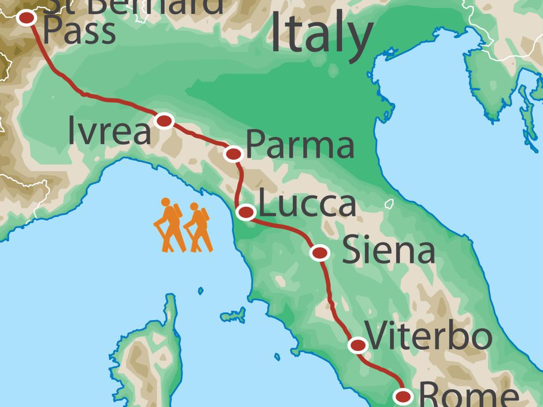 FFW Full Francigena Way walk map