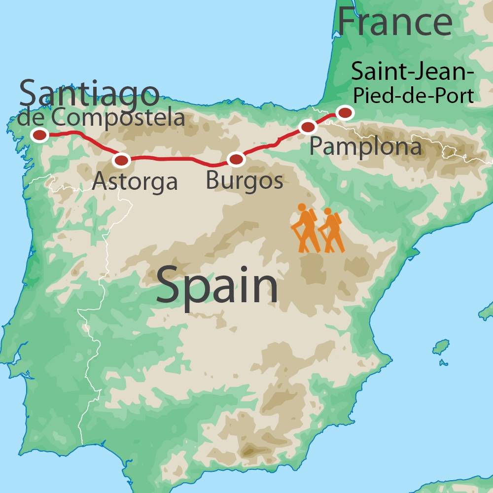 The Full Spanish Camino map