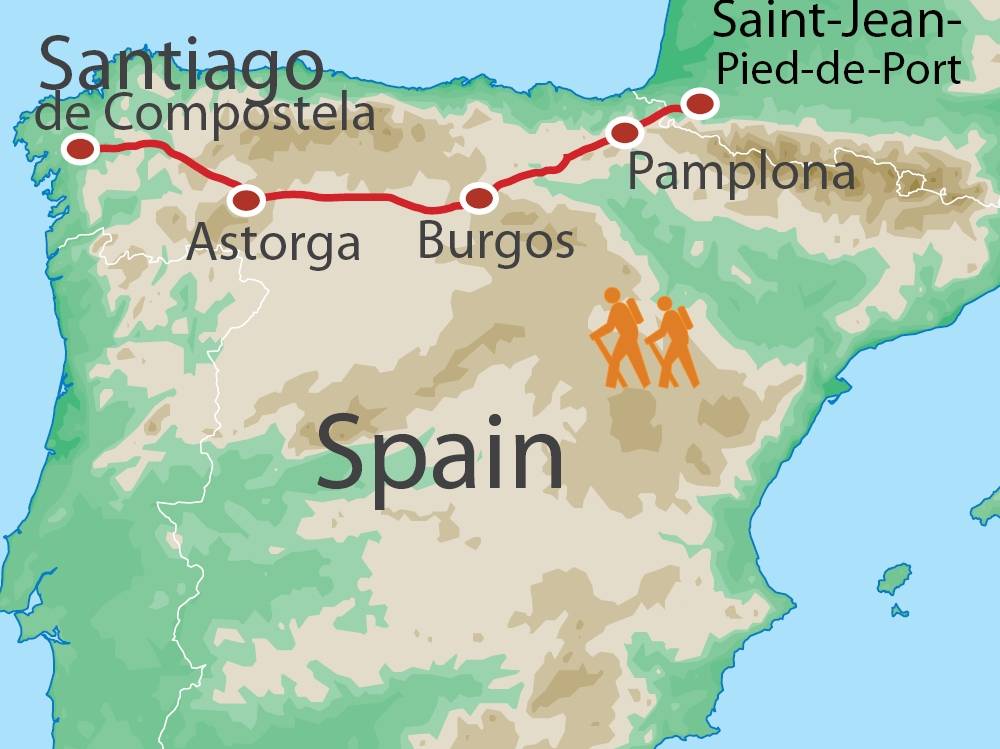 The Full Spanish Camino map