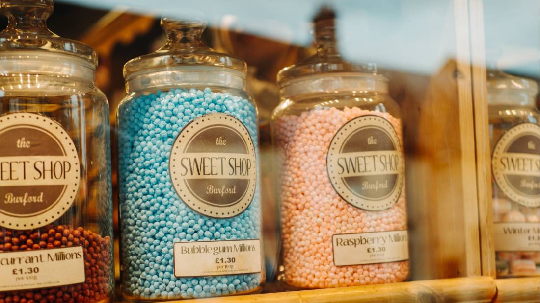 Sweet shop jars in the pretty Cotswolds village of Burford |  <i>Matt Seymour</i>