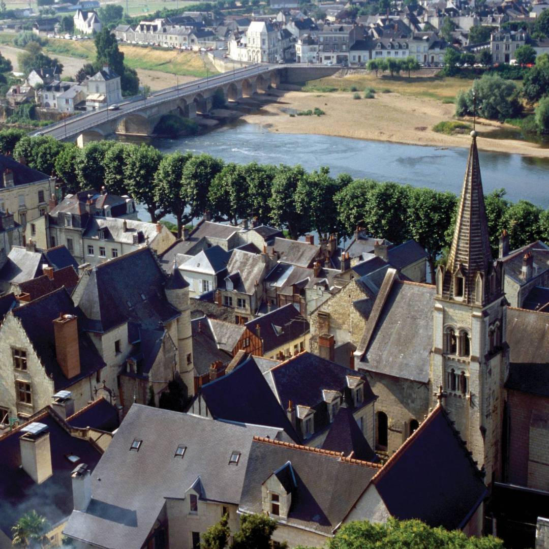 The town of Chinon on the Loire River