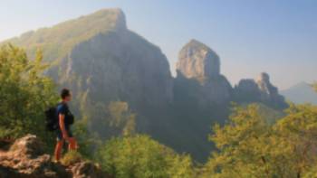 Ascending Monte Forato, with Monte Croce in the background