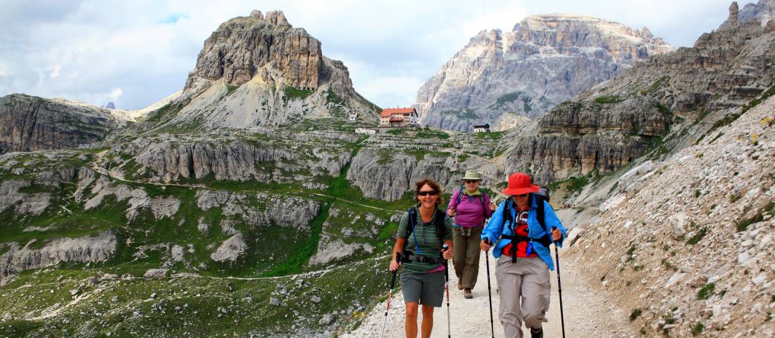 Traversing across the side of Mount Paternkofel, Italy