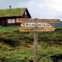 Traditional turf rooved house above Geilo