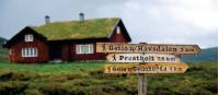 Traditional turf rooved house above Geilo