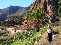 A hiker walking through Benchijigua in Gomera