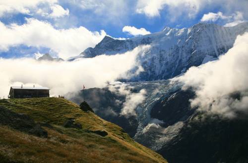 Grindelwald glacier in the clouds