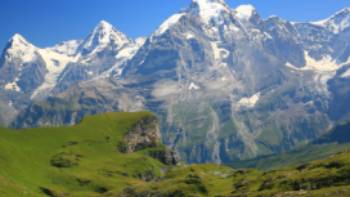 Eiger Alpine Pass Route Switzerland,John Millen Eiger, Monch and Jungfrau going up to the Sefinenfurke Pass