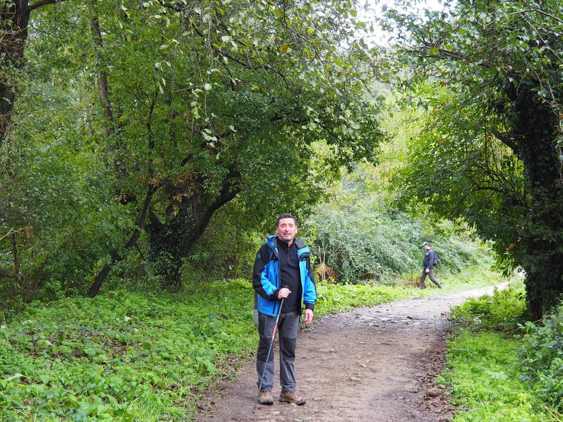 Guide Manuel leading a group on the Camino from Sarria to Santiago de Compostela |  <i>Jacqui Henderson</i>