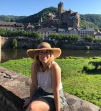 Jaclyn Lofts taking a break in Estaing, on the French Way of St James&#160;-&#160;<i>Photo:&#160;Jaclyn Lofts</i>