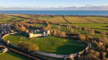 Pevensey Castle and the English Channel