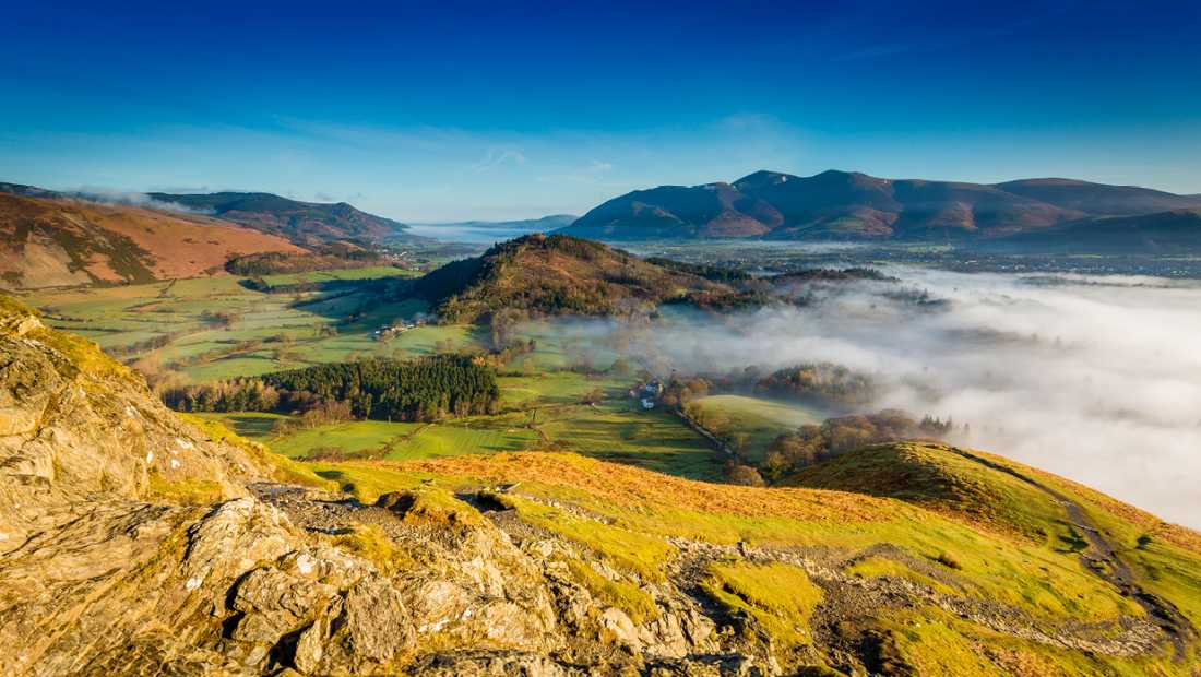 Views to Keswick, Skiddaw and Bassenthwaite Lake are seen straight over from Catbells, The Lake District, Cumbria, England |  Michael Conrad