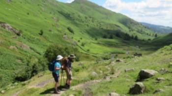 Hikers descending into Grasmere